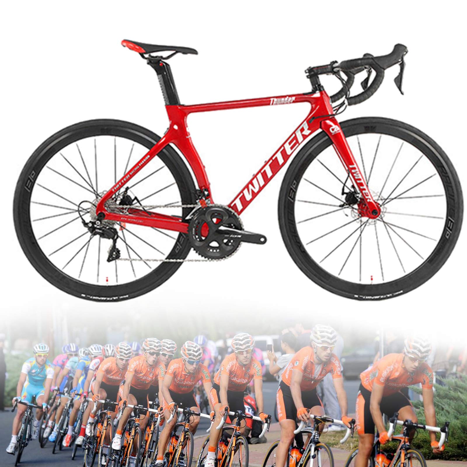 Amazon | ロードバイク 赤 22段変速 超軽量 カーボンファイバー