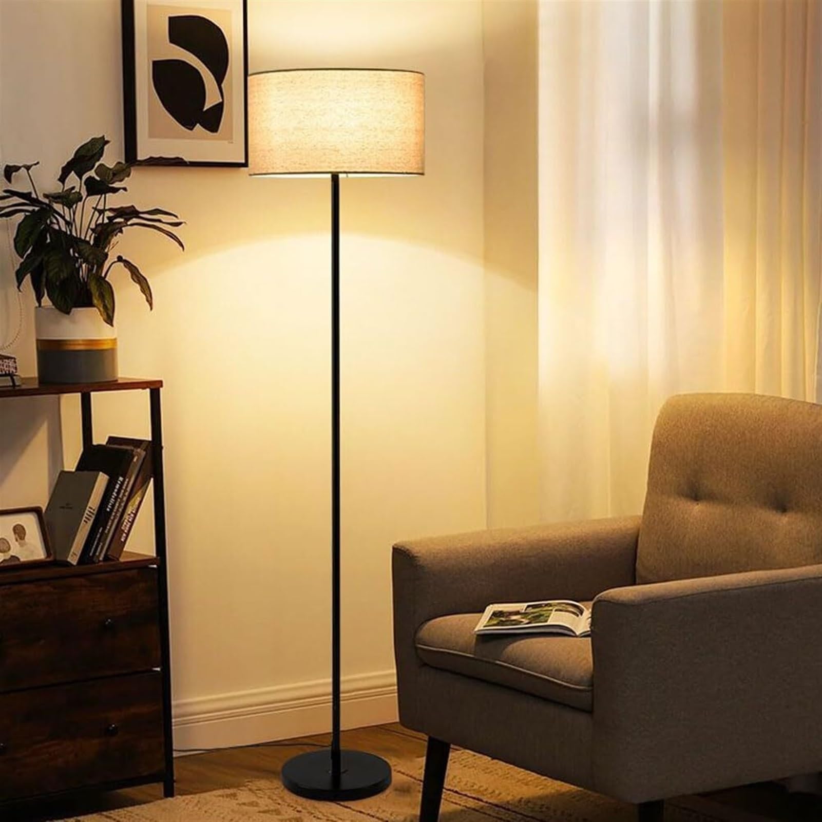 Amazon.co.jp : クラシックなドラム型ファブリックシェード付きフロア