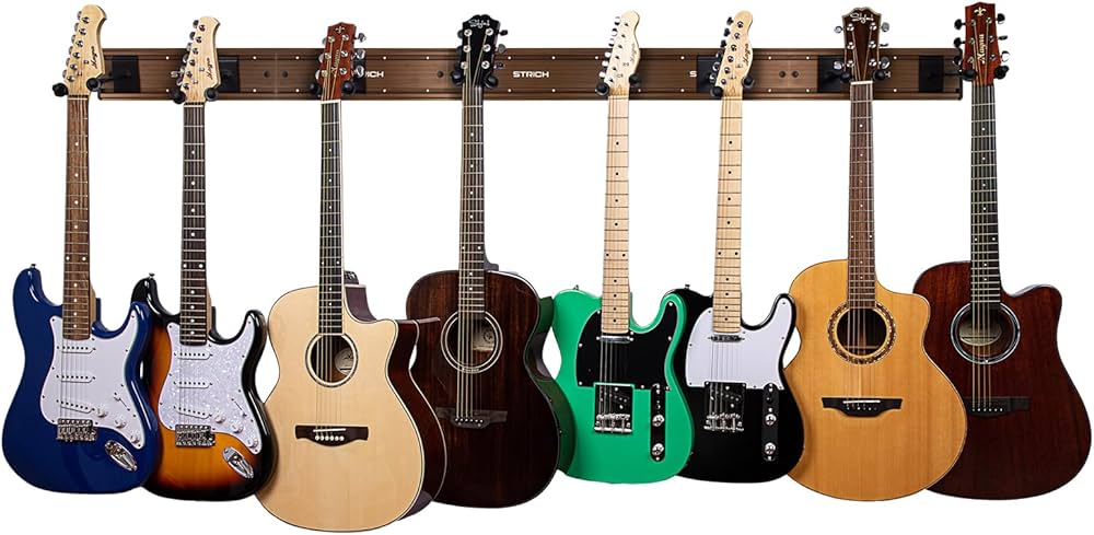Amazon.co.jp: STRICH ギター壁掛けハンガー 8本収納 ウォールナット