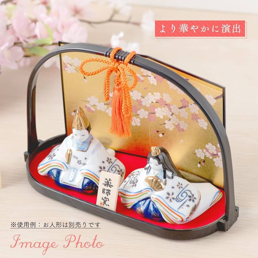 Amazon | 屏風 雛道具 ひな道具 小道具 お雛様 ひな祭り 金色 二曲桜