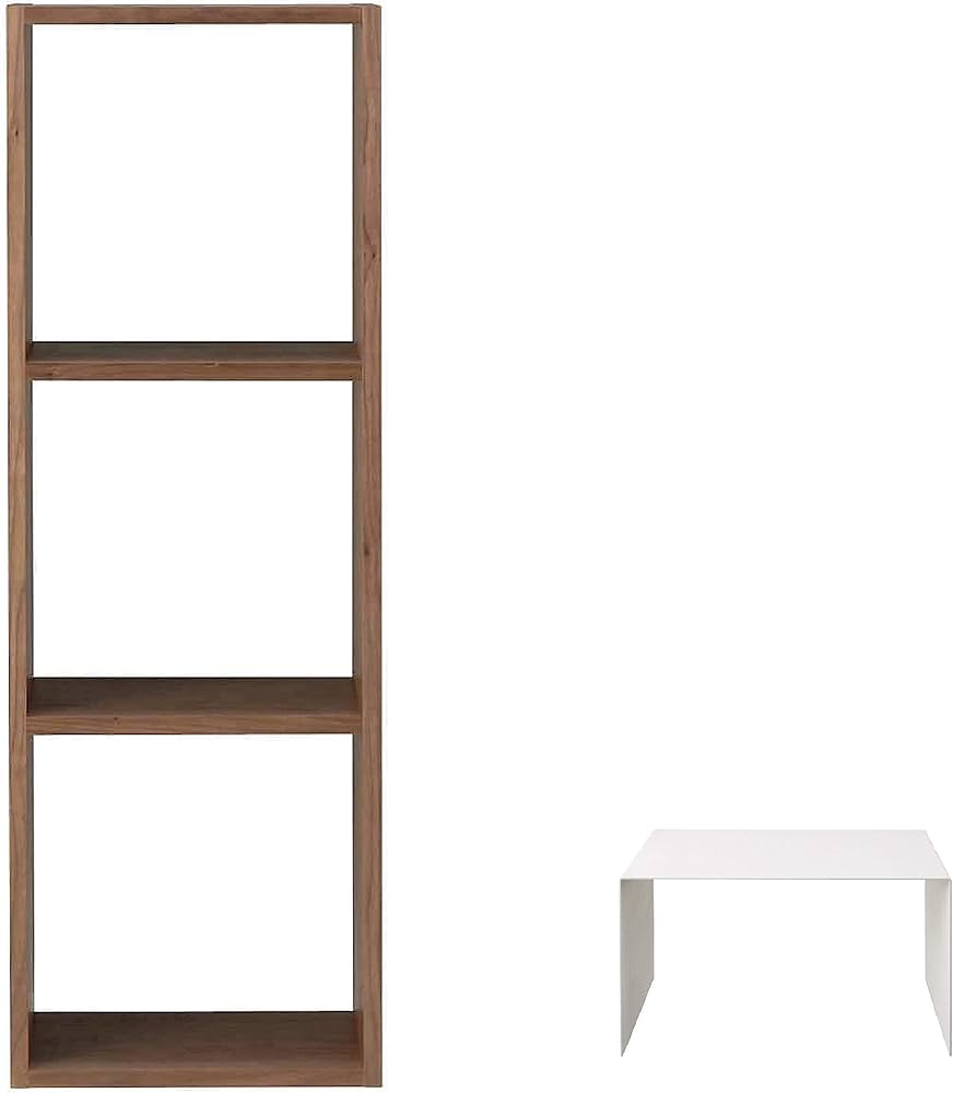 Amazon｜無印良品 スタッキングシェルフ・3段・ウォールナット材 コの