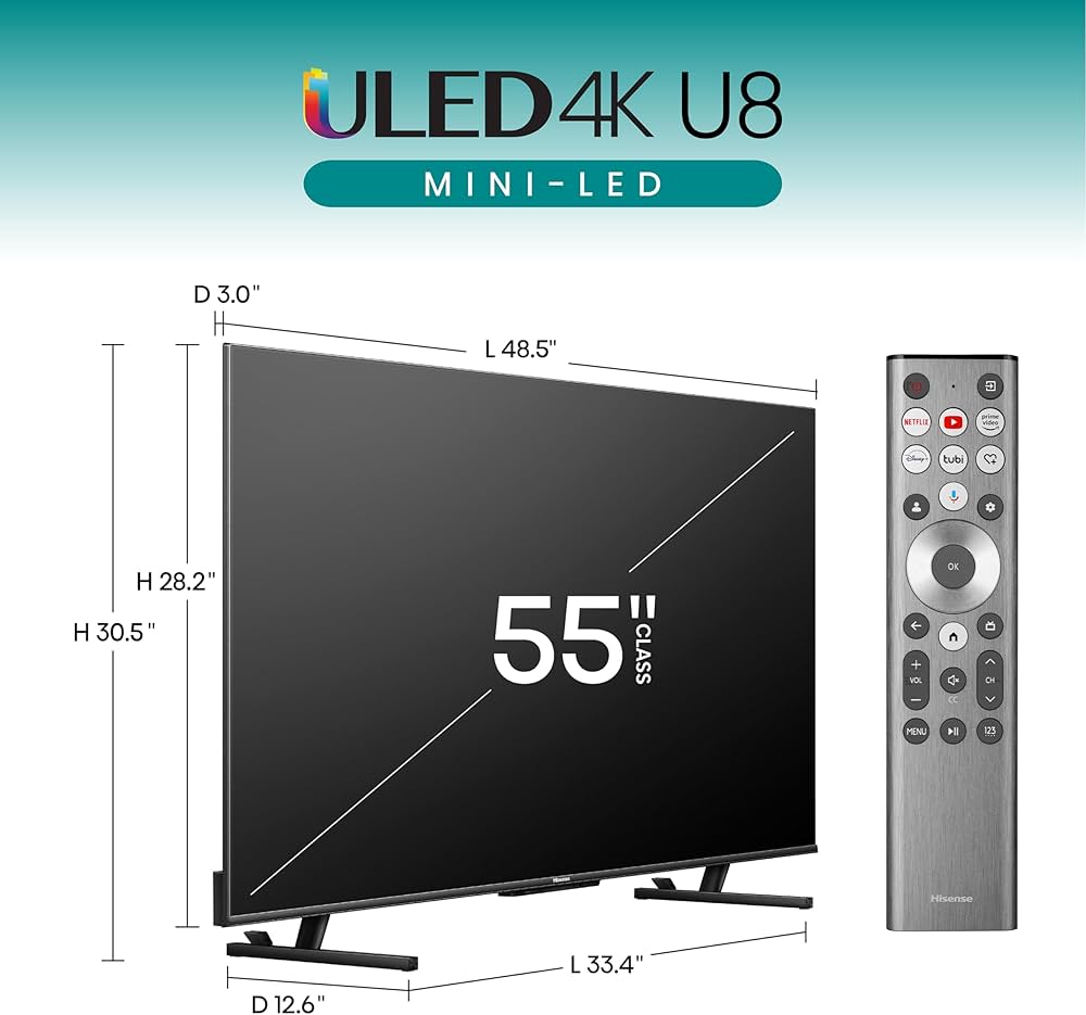 Amazon.com: Hisense 55-Inch Class U8 Series Mini-LED ULED 4K UHD
