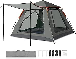 binoa テント ワンタッチテント 3～4人用 全景天窓 ダブルドア・窓