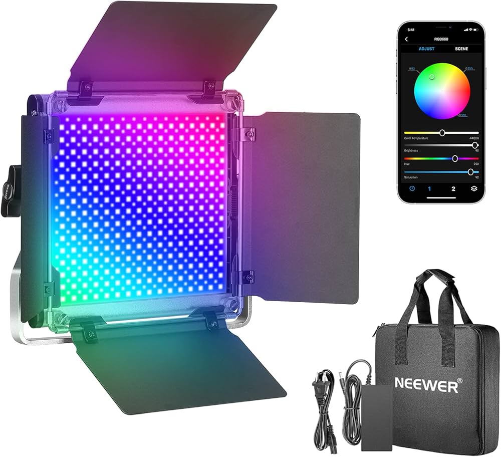 Amazon | Neewer 660 RGB LEDライト APP制御付き 660 SMD LEDs CRI 97
