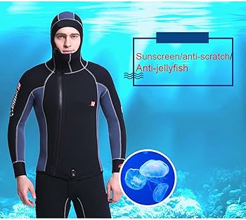 Amazon.co.jp: フード付き5mmメンズウェットスーツ、2ピースダイビング