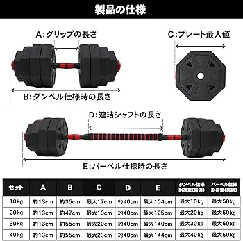 Amazon | STEADY ダンベル 可変式 バーベルセット【最大5WAY/5kg/10kg