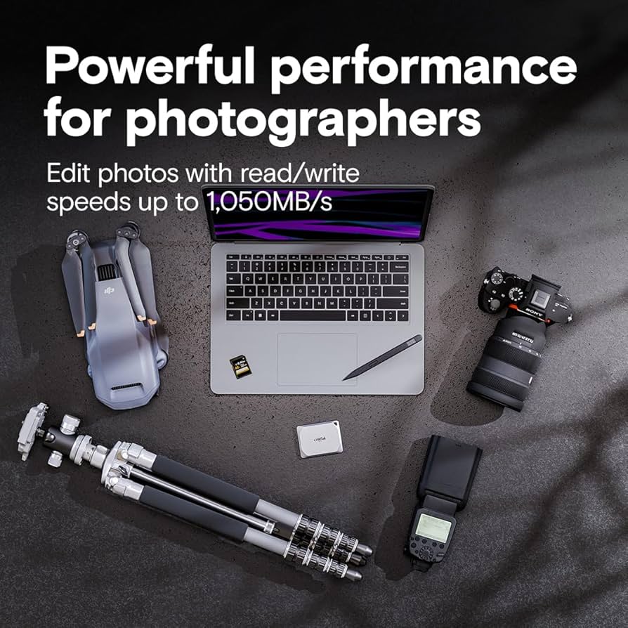 Crucial X9 Pro 2TB Portable SSD, Up to 1050MB/s Read & Write, 3.2