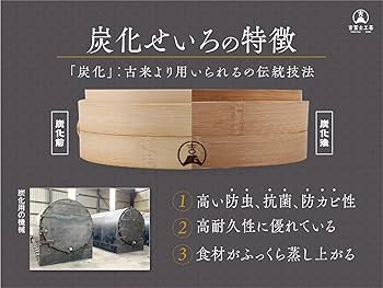 Amazon.co.jp: 【吉冨士工芸】 21cm 炭化竹 せいろ 1段蓋付き 深型