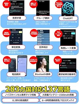 Amazon.co.jp: 【発売記念特価】AI翻訳機 283ヵ国137言語対応 音声翻訳