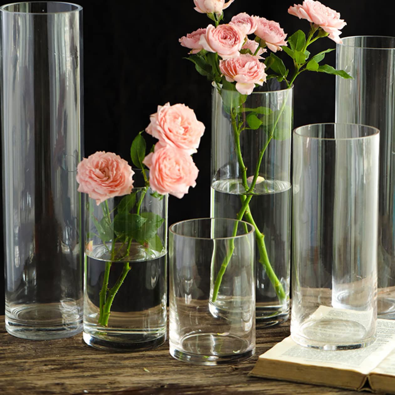 Amazon.co.jp: YJFFQ ガラス 花瓶 花器 シリンダー 円柱 花瓶 ガラス