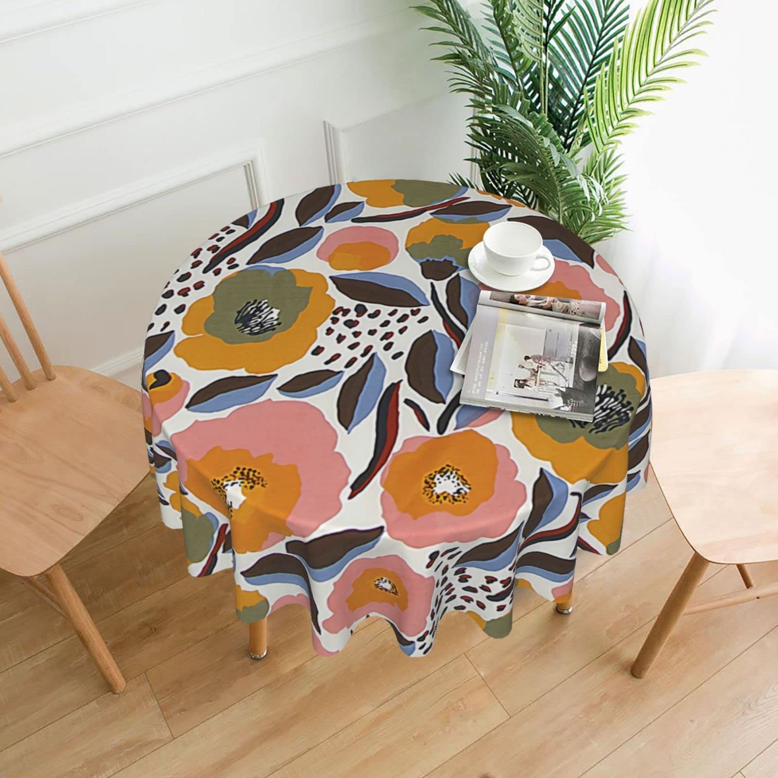 Amazon｜あいのにじょ 円形 テーブルクロス マリメッコ 花柄 防水 防油