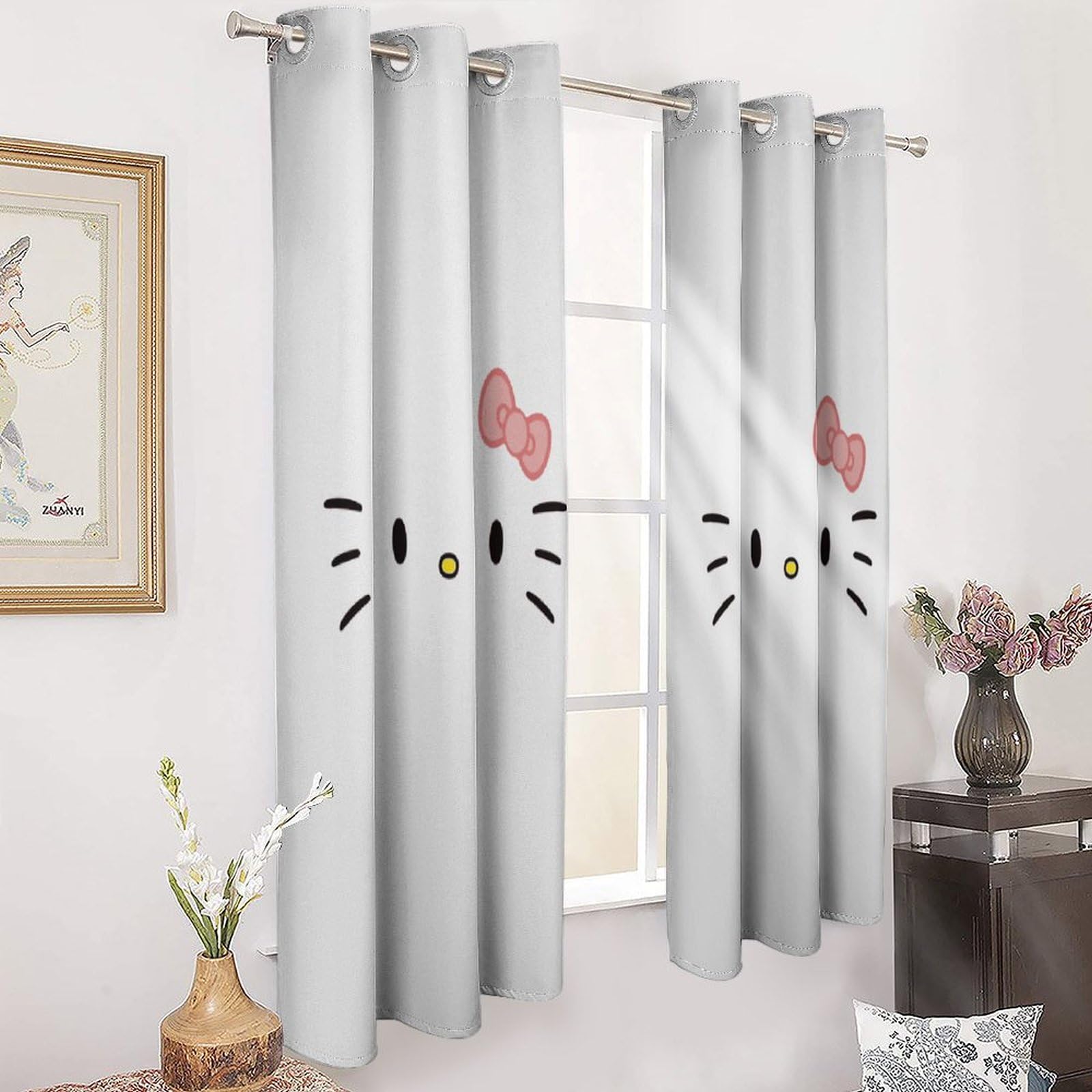 Amazon｜ハローキティカーテン 遮光 断熱 防寒 カーテン2枚セット 昼夜