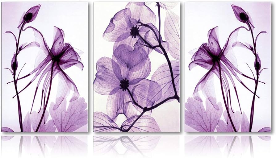Amazon.com: Canvas Wall Art Home Decor Painting Purple Flowers Art