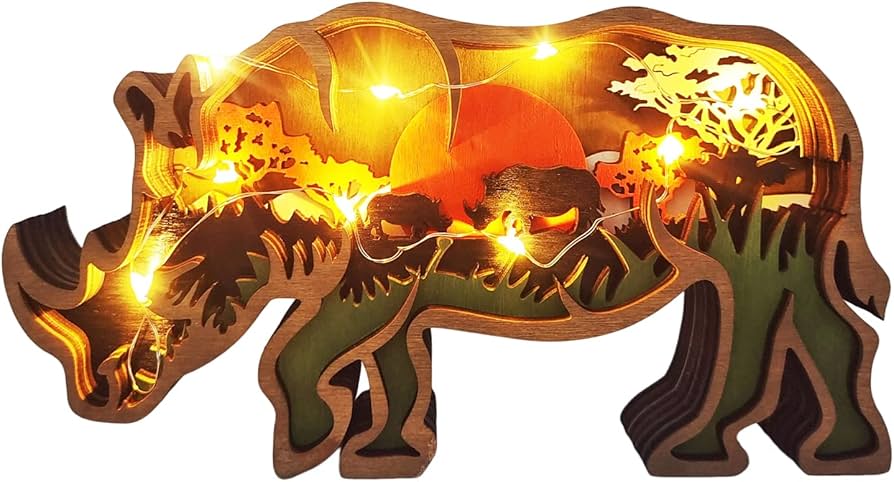 Amazon.co.jp: サイ 置物 木制 動物 可愛い 卓上置物 動物像 彫刻装飾