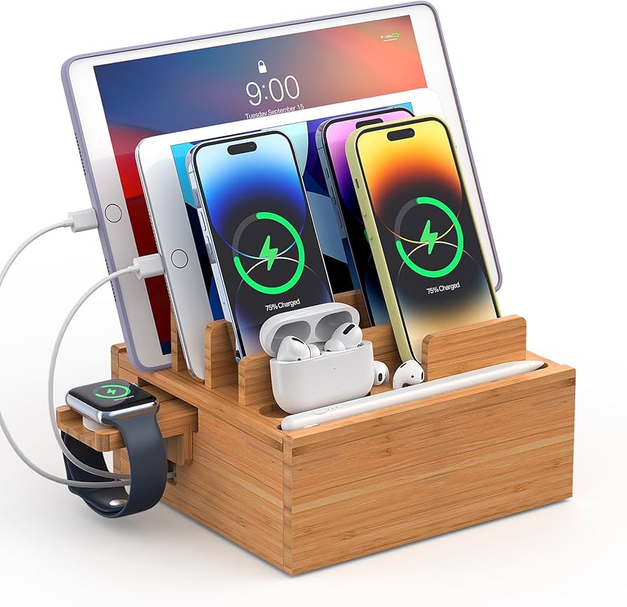 Amazon | Pezin & Hulin 竹製充電ステーション ホルダー モバイル