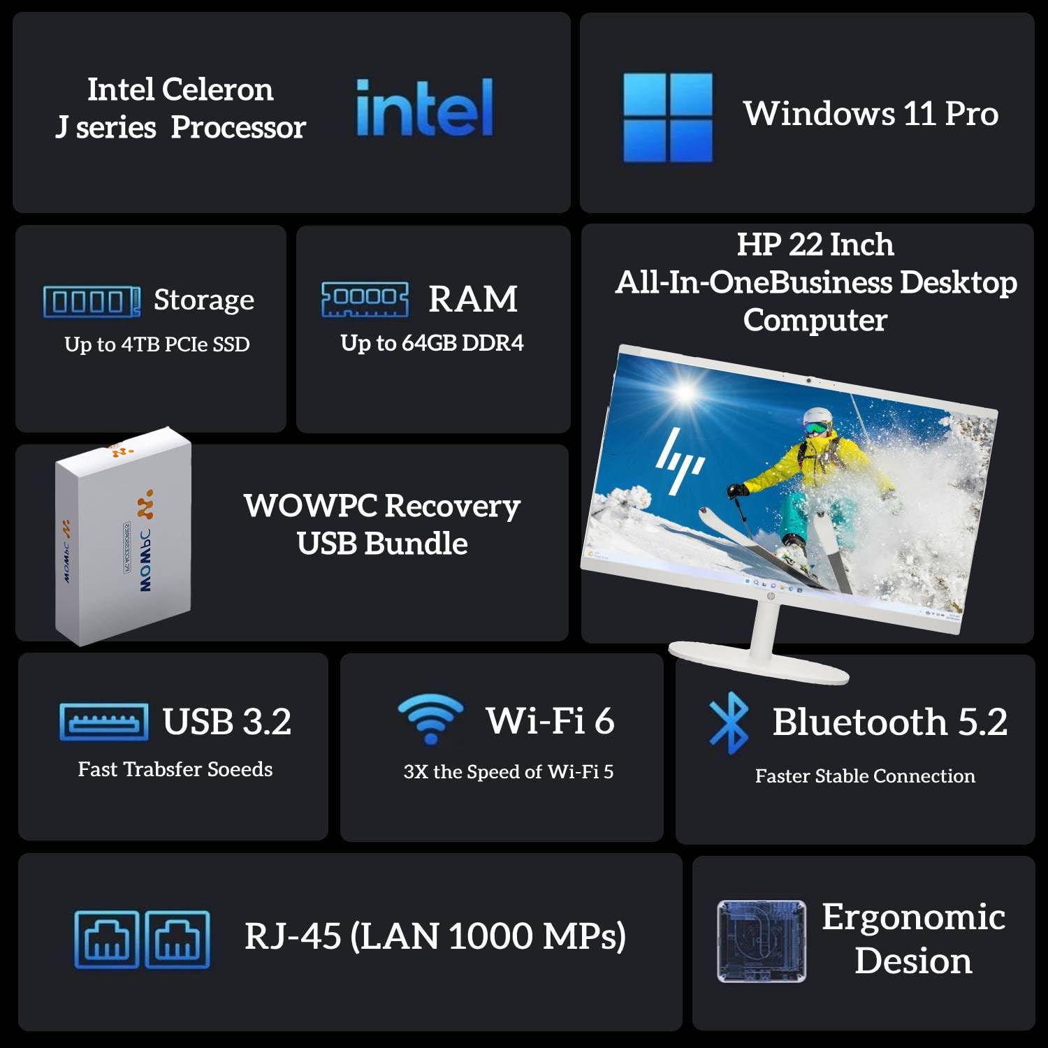 Amazon.com: HP 2025 New 22 Inch All-in-One Desktop Computer • 12GB