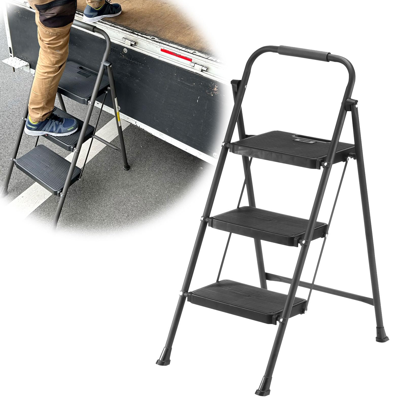 Amazon.co.jp: サンワサプライ アウトレット 脚立 3段 折りたたみ 耐