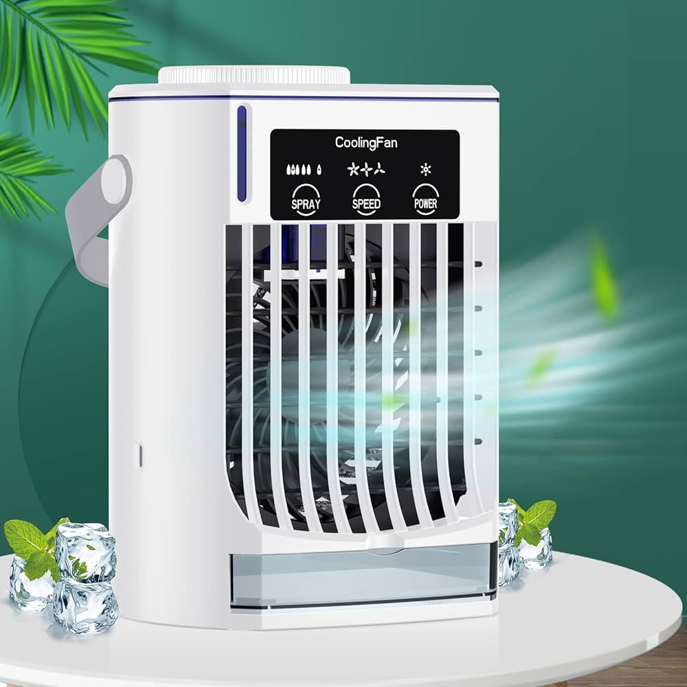 Amazon | Dazers 冷風機 強力 人気 冷風扇 500ML加湿 省エネ 卓上冷風