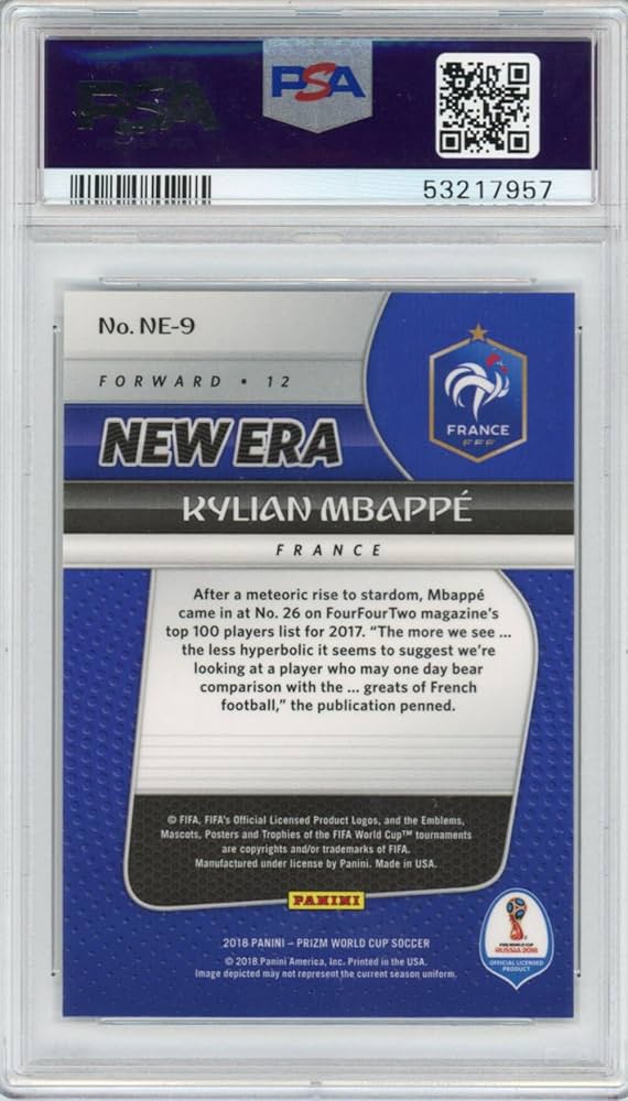 Amazon.com: Graded 2018 Panini Prizm Kylian Mbappe #NE-9 World Cup