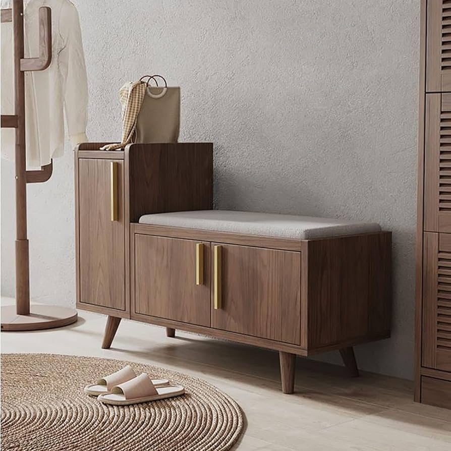 Amazon.co.jp: 収納ベンチ、収納付きシューズベンチ、キャビネット2つ