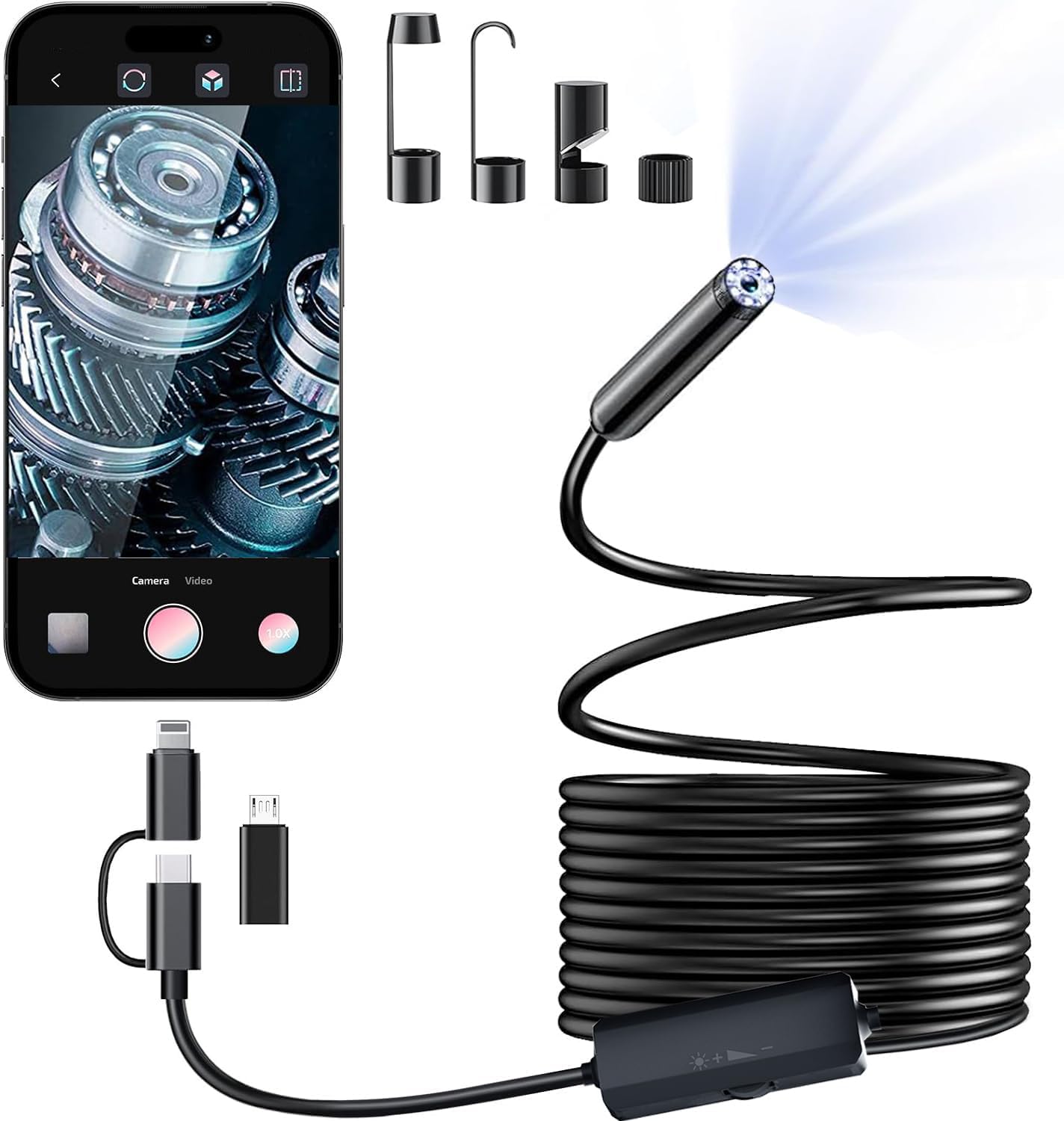 Amazon.co.jp: 【5mm極細＆350万画素】ファイバースコープ 内視鏡