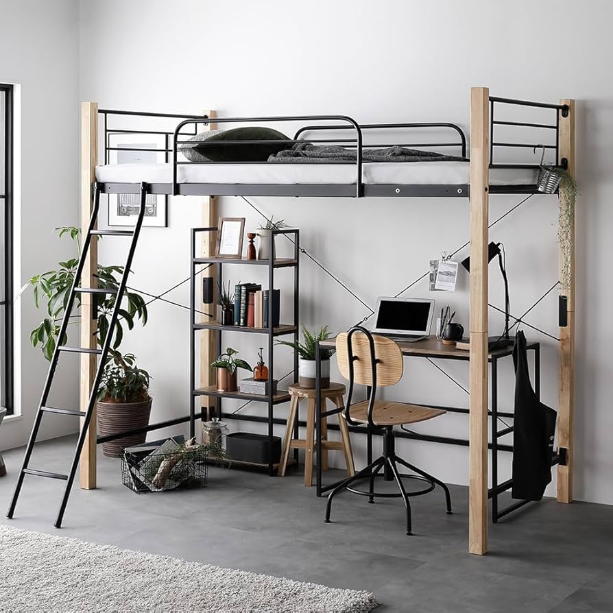 Amazon｜RASIK ロフトベッド ハイタイプ シングル フレームのみ