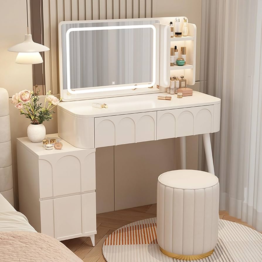 Amazon｜ドレッサー 小さめ、ドレッサー、スツール付き鏡台、4つの