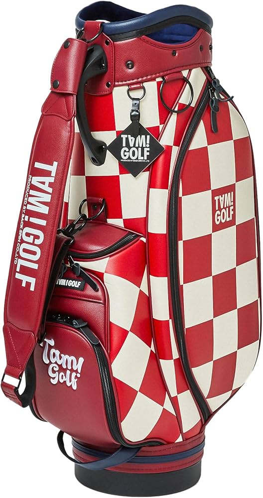 Amazon | TAM!GOLF チェック柄キャディバッグ カートタイプ 9インチ