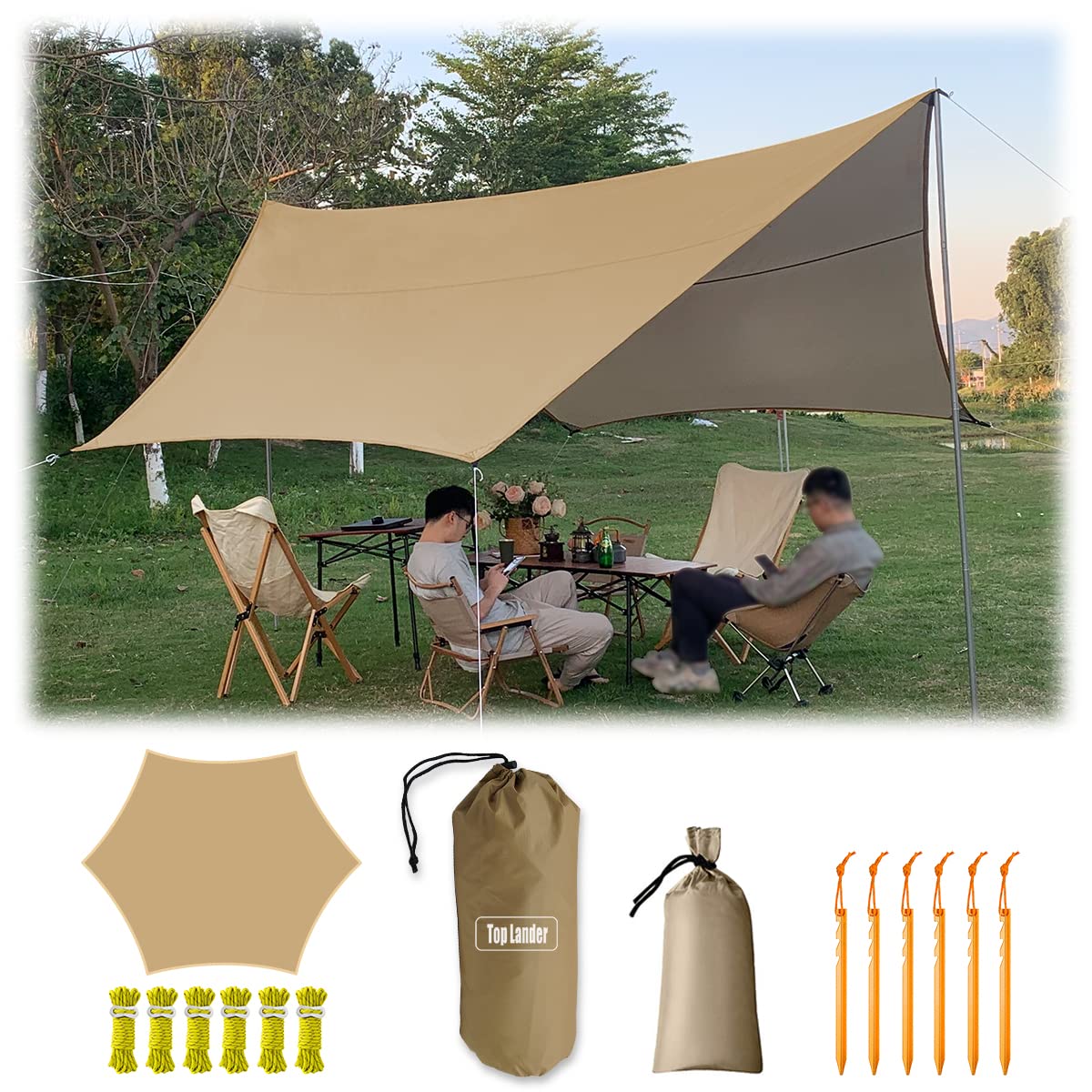 Amazon.com : 4.5X4.5m Large Camping Tarp Tent Ultralight
