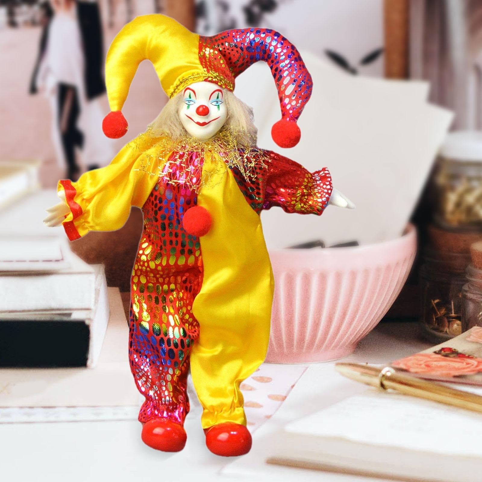 Amazon | CoudarTitie 磁器製ピエロ人形 ピエロフィギュア