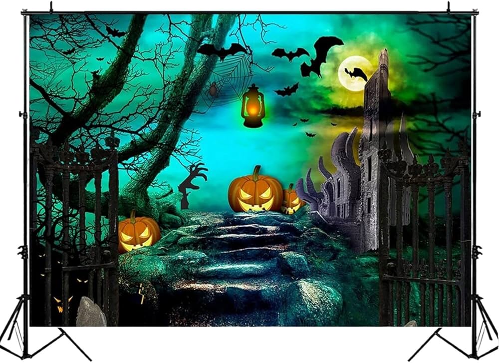 Amazon | バック紙 背景紙 ハロウィン パンプキン 装飾城 満月 夜