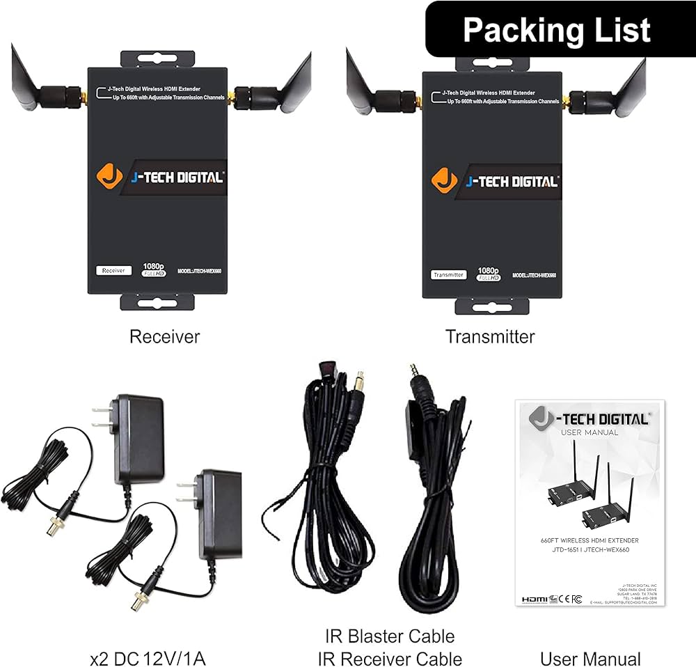 Amazon.com: J-Tech Digital Wireless HDMI Extender 1080p up to 660