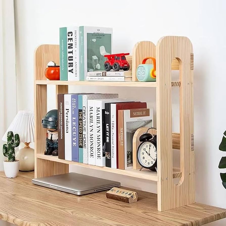 Amazon.co.jp: 机上 本棚 木製 ブックスタンド デスク上置き棚 卓上