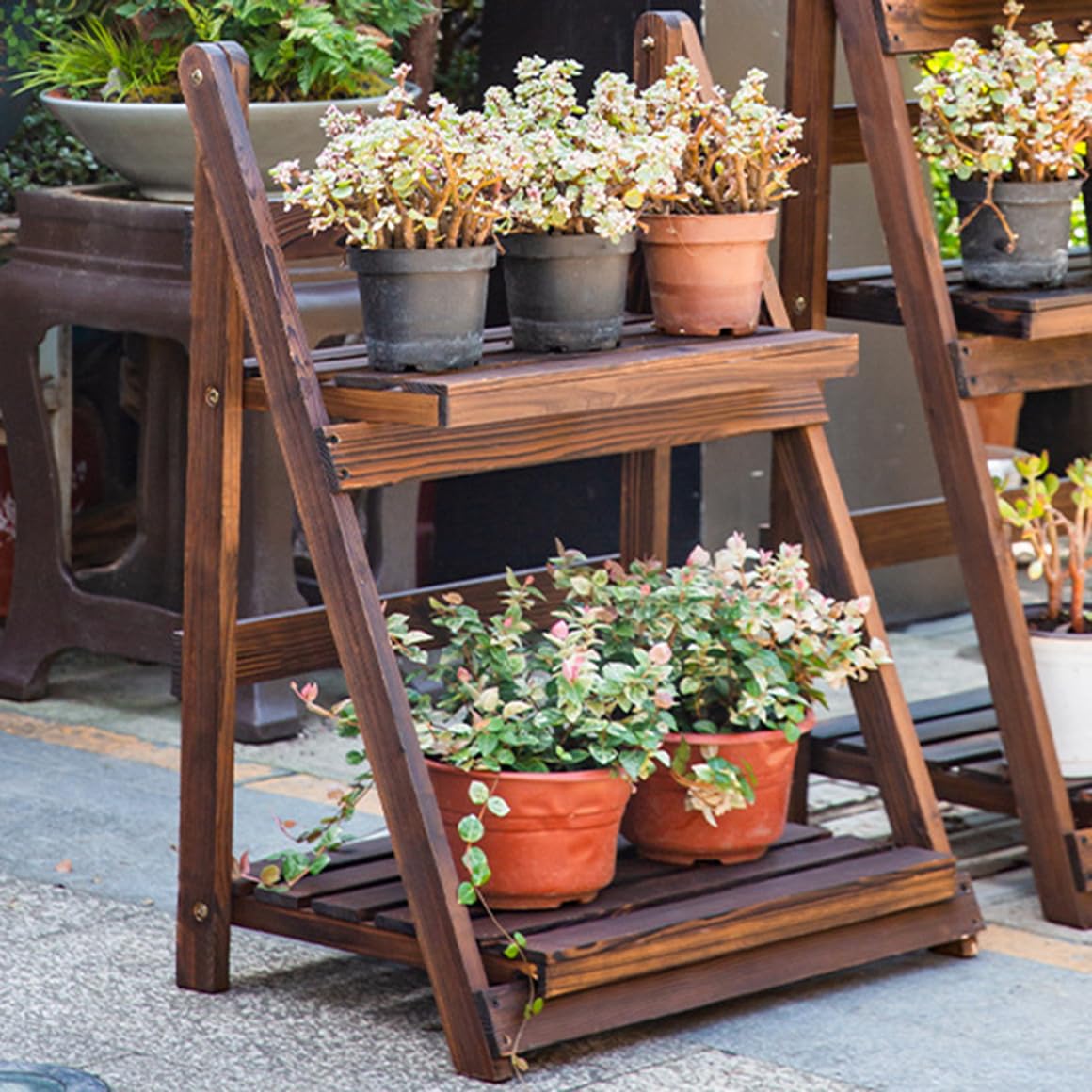 Amazon.co.jp: MJKQ9 フラワースタンド ガーデンラック 木製 園芸