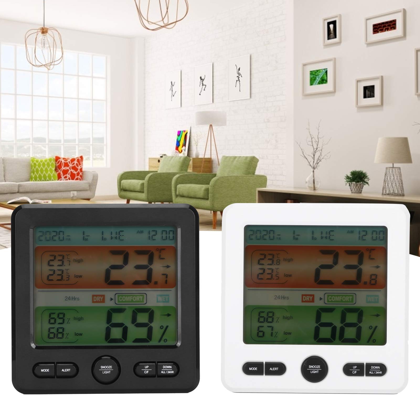 Amazon.co.jp: 湿度計、温度計、および視覚的アラートを備えた屋内気候