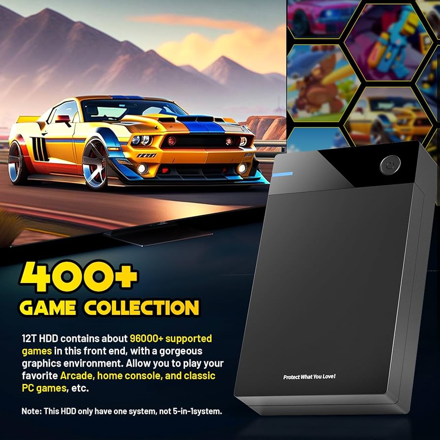 Kinhank 12TB HDD Retro Gaming Hard Drive with 96000+ Classic Games