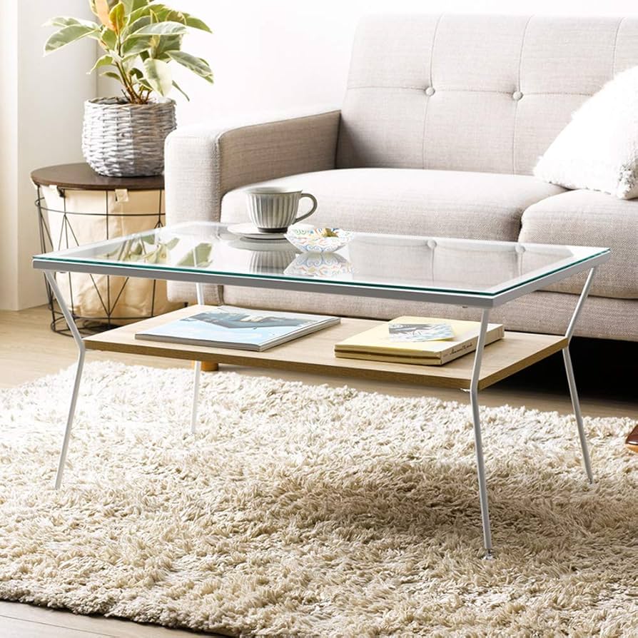 Amazon.co.jp: 岩附 ローテーブル ガラステーブル 幅80×奥行50×高さ