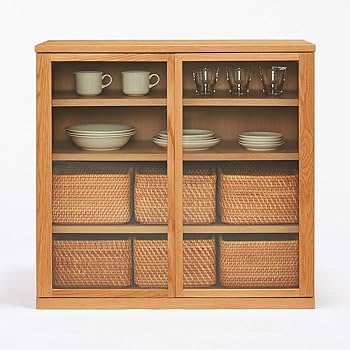 Amazon.co.jp: 無印良品 木製キャビネット・ガラス扉・ウォールナット