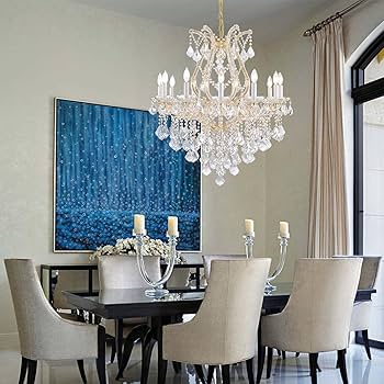 SHAOCHIAO Gold Crystal Chandelier Light Fixture-12-Light Maria