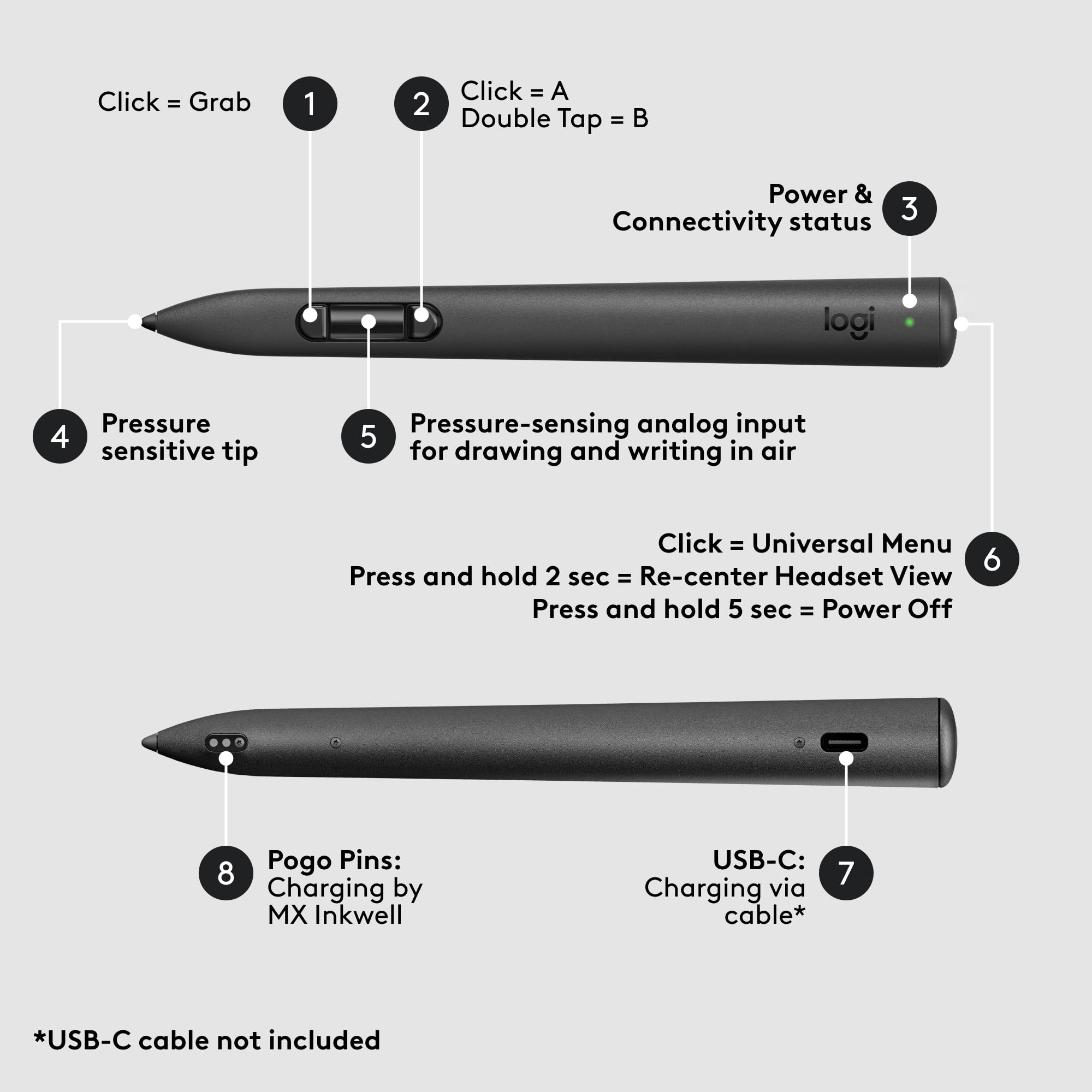Amazon.co.jp: Logitech MX Ink Mixed-Reality(MR)スタイラス、充電