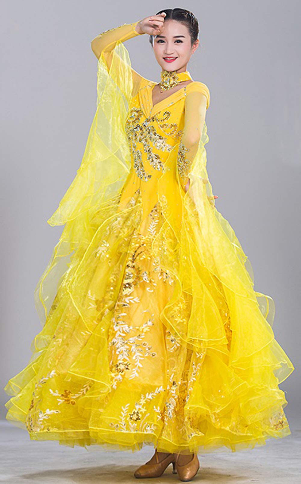 Amazon.co.jp: GRATTY 社交ダンスドレス 社交ダンス 衣装 モダンドレス