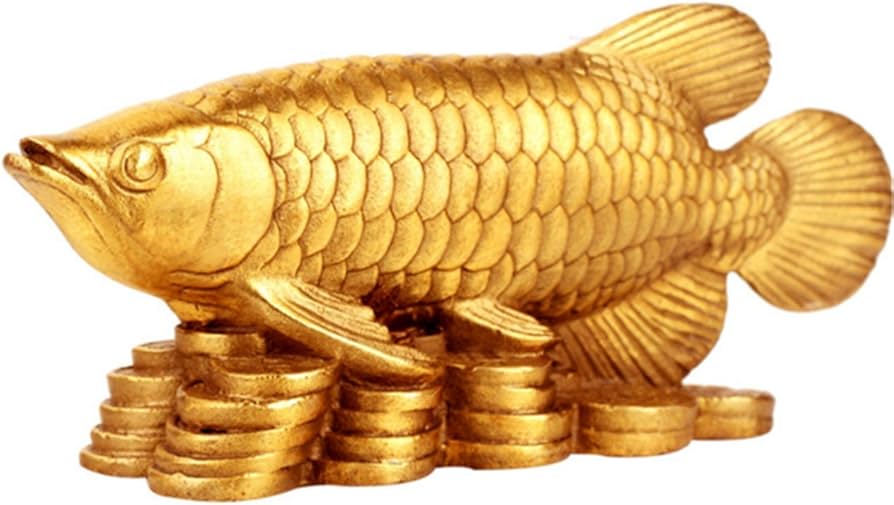 Amazon.co.jp: 金龍魚 アロワナ 銅製 招財 風水置物 魚の置物 風水