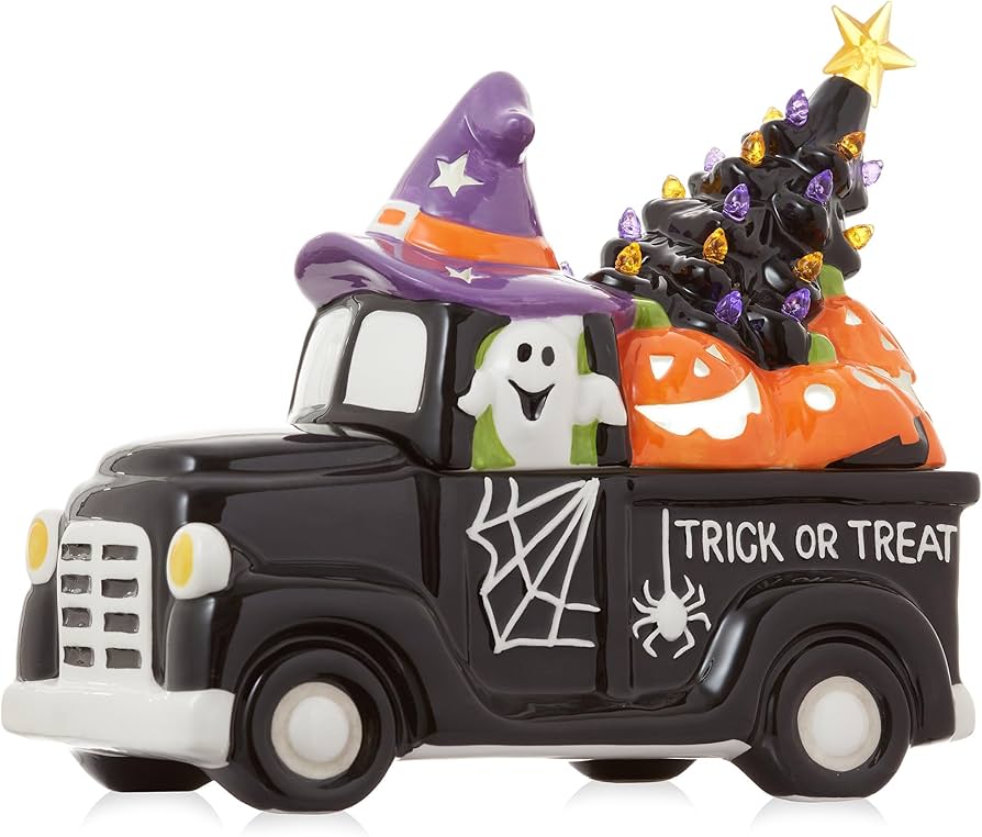 Amazon.com: Casafield Ceramic Halloween Trick or Treat Truck, Hand