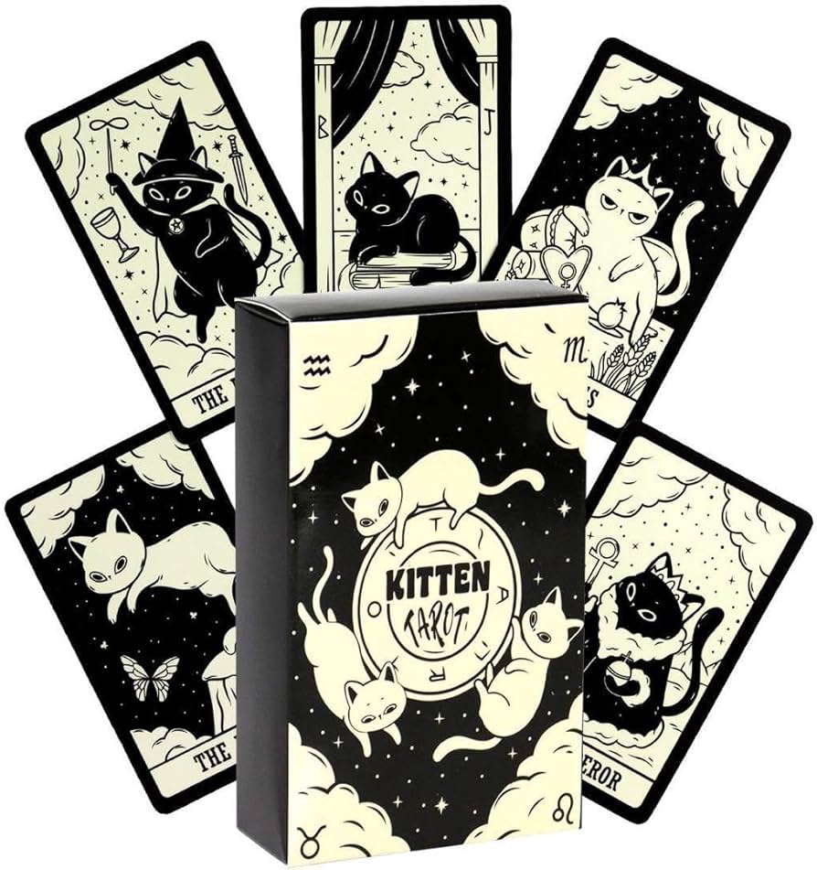 Amazon.co.jp: 【AZAASU】白猫 黒猫 KITTEN TAROT 占い 猫タロット 78