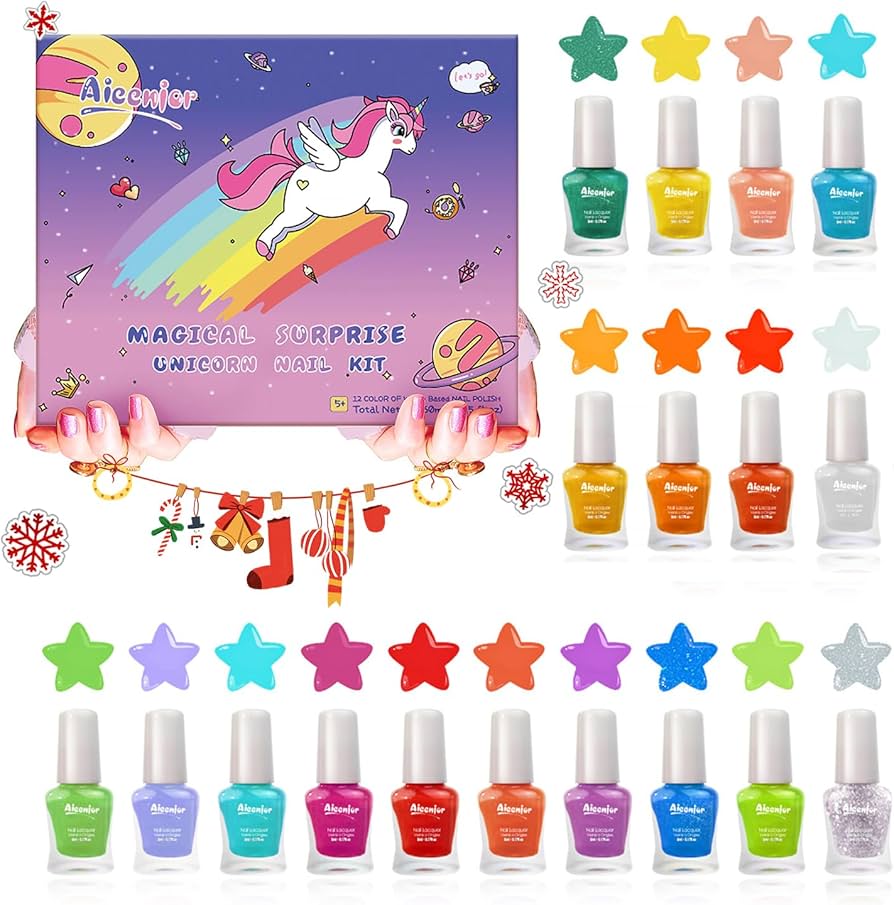 Amazon | Aieenjor 18色子供用無毒マニキュアセット水性はがし可能