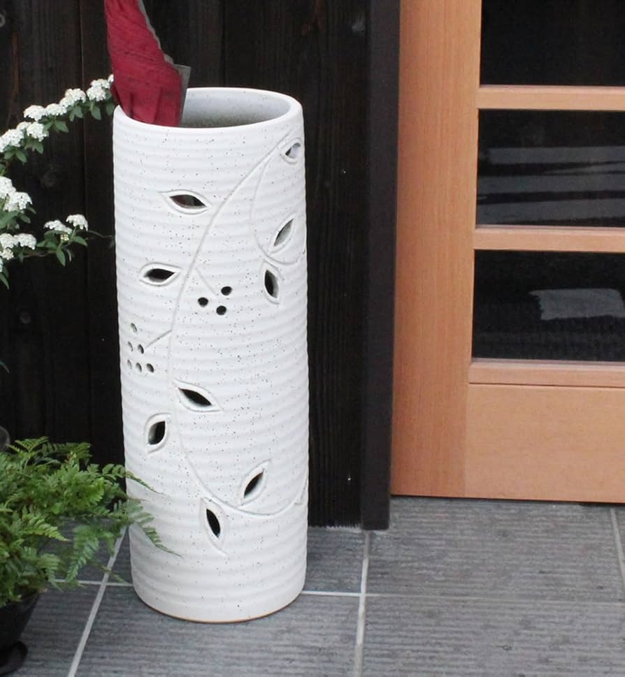 Amazon｜信楽焼 花透し長 傘立て しがらき焼 笠立て 陶器 おしゃれ kt