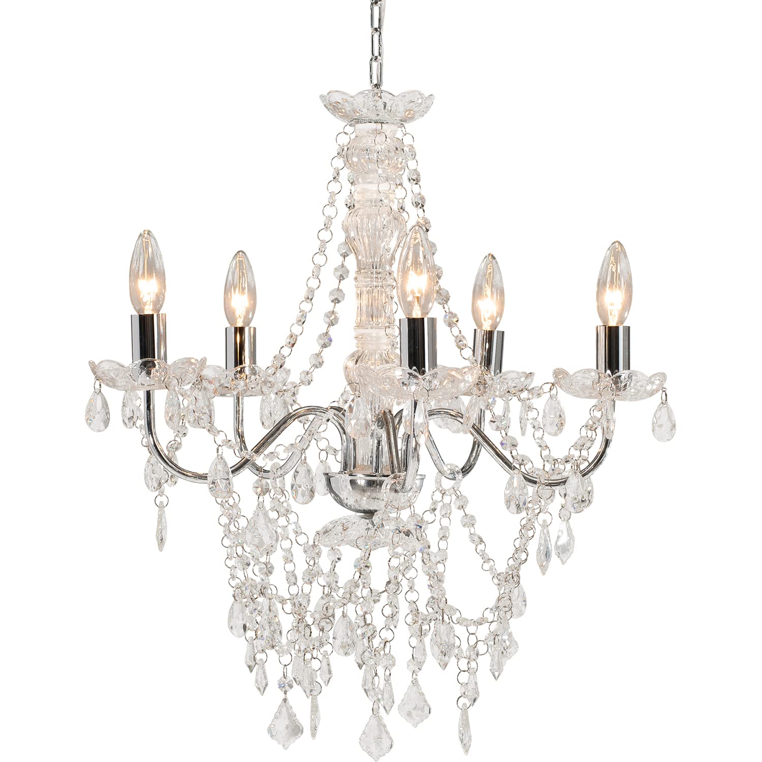 Amazon | 萩原(Hagihara) シャンデリア 照明 5灯 エレガント【LED電球