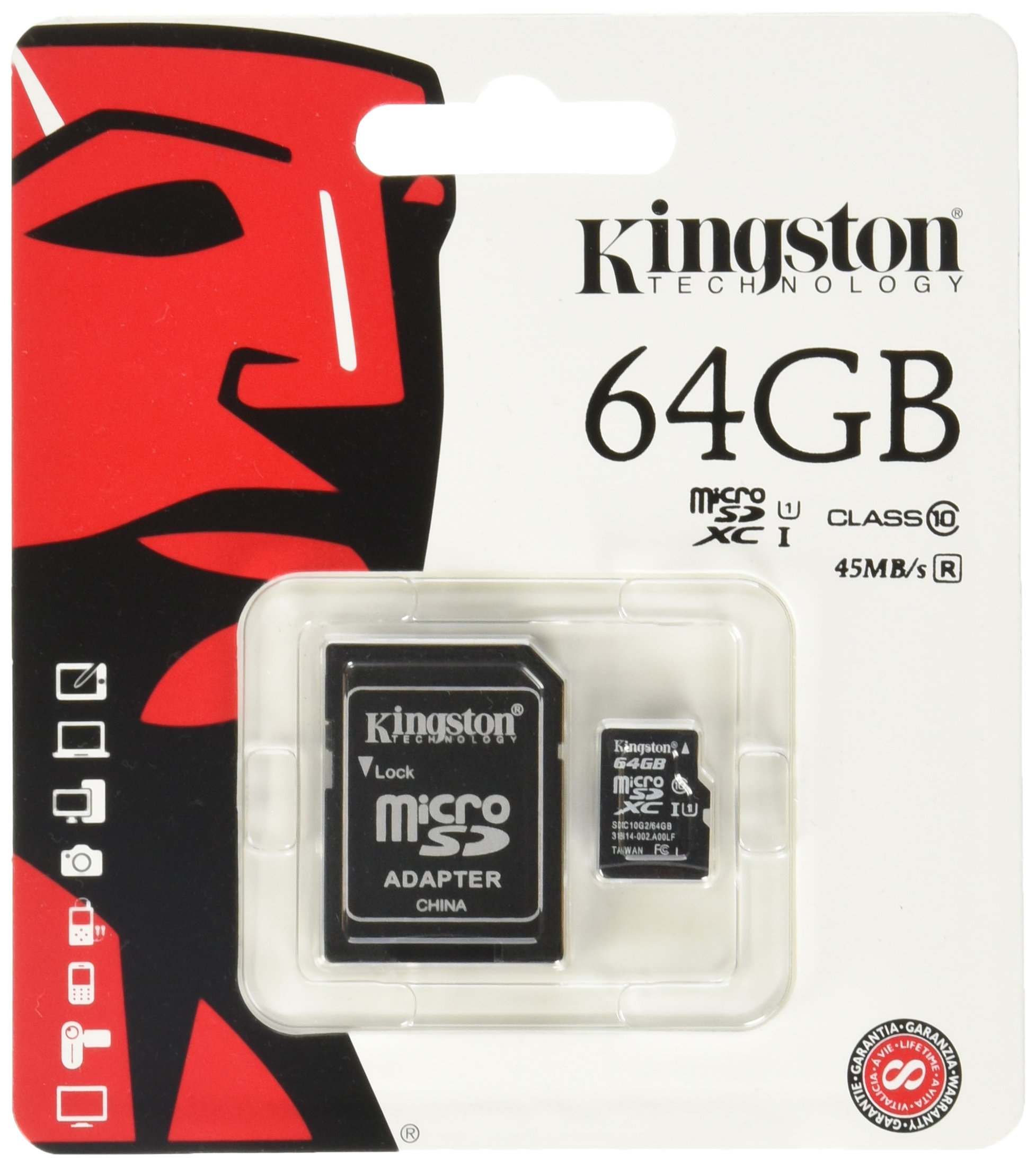 Kingston Digital 64GB MicroSDXC Class 10 Flash Card (SDCX10/64GB