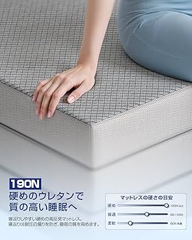 Amazon.co.jp: マットレス シングル 【高反発 硬め190N 厚さ10cm