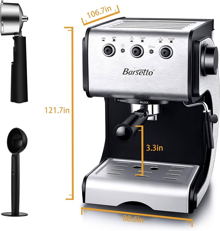 Amazon.co.jp: Barsetto エスプレッソマシン、13.6 x 11.8 x 15.8